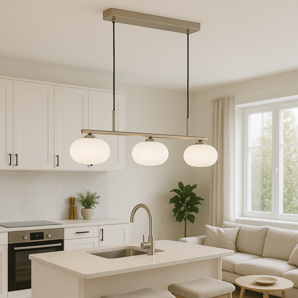 Bauhaus 3-kops hanglamp glas metaal zwart kookeiland eetkamer verlichting moderne design lamp minimalistisch interieur | Sansoti