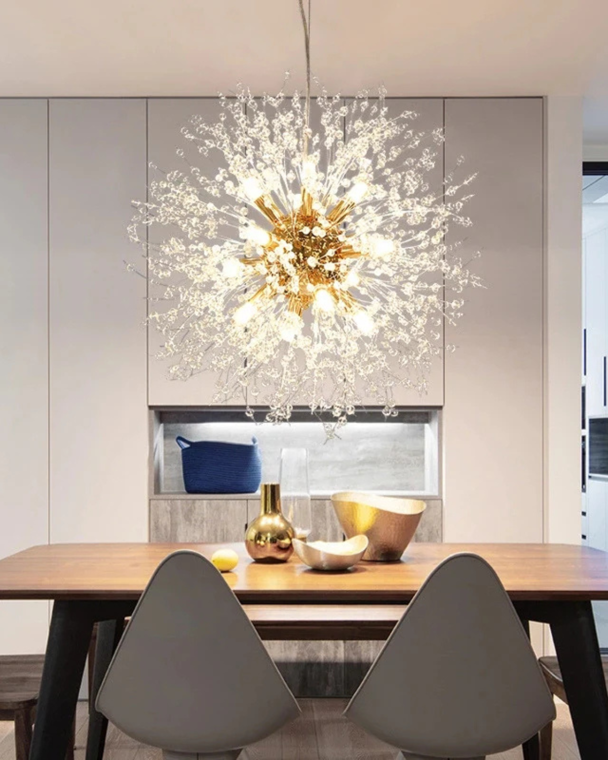Stervormige Kroonluchter met Metalen Takken Goud Zilver voor Woonkamer Eetkamer Modern Interieur Hanglamp Plafondverlichting 40-60cm | Sansoti