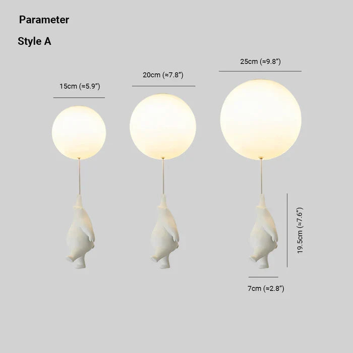 Plafondlamp Kinderkamer Beer Ballon Warm Wit LED Speels Design 15-25cm Decoratief Sfeerverlichting Babykamer | Sansoti