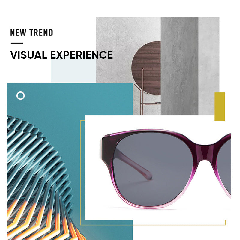 Overzet Zonnebril met Gepolariseerde UV400 Glazen – Past Over Normale Bril – Trendy Cat-Eye Montuur | Sansoti