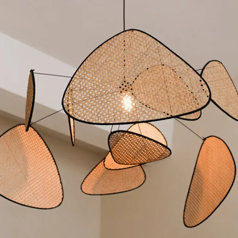 Suspension Rotin Tressé Main Noir Naturel E27 Salon Salle à Manger Bohème Scandinave | Restfield