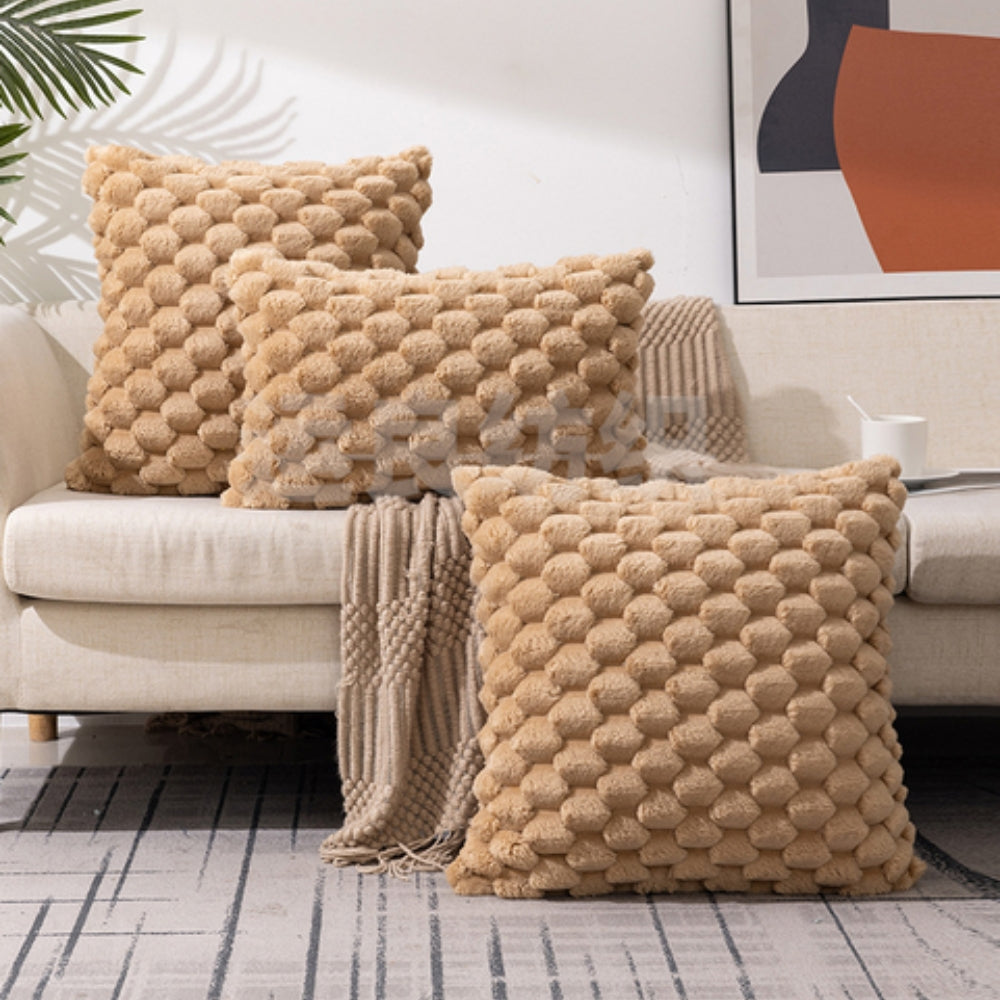 Kussenhoes 3D textuur katoen polyester roze sierkussen bank slaapkamer decoratief zacht hoes kussen vierkant rechthoek | Sansoti