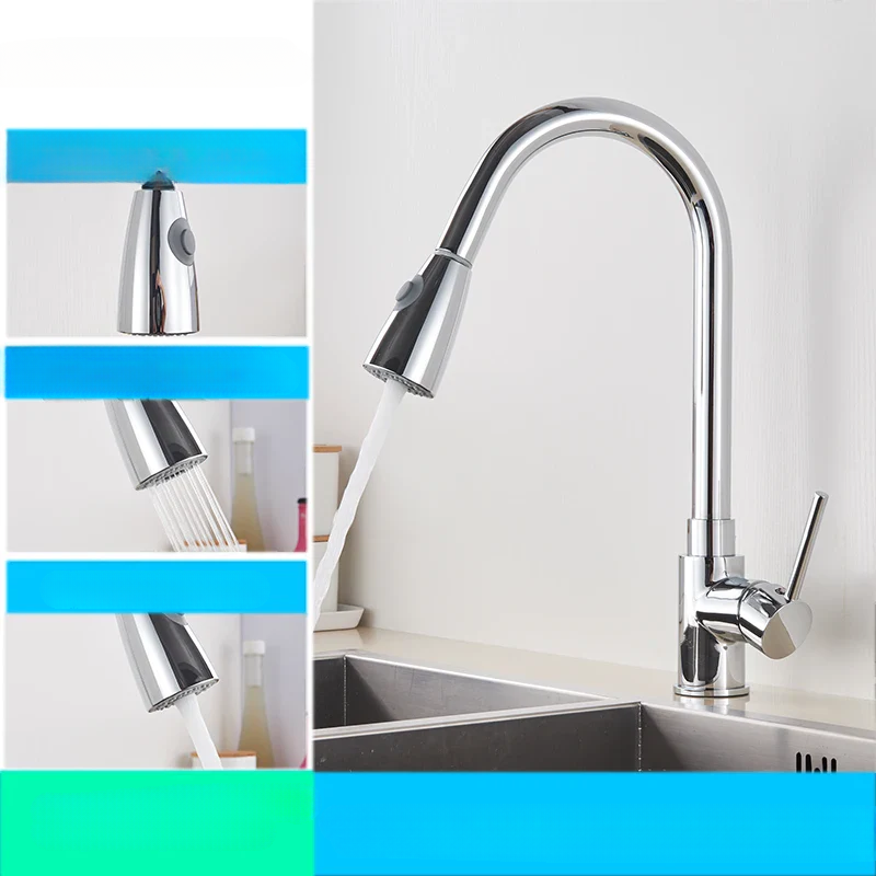 Flexible Küchenarmatur mit ausziehbarem Sprühkopf – Gebürstetes Stahl-Design | Sansoti