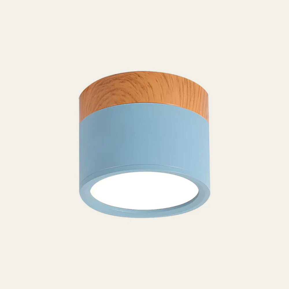 Cylinder kleine Deckenleuchte LED Holz modern Decke Flur Wohnzimmer kompakt Design | Restfield