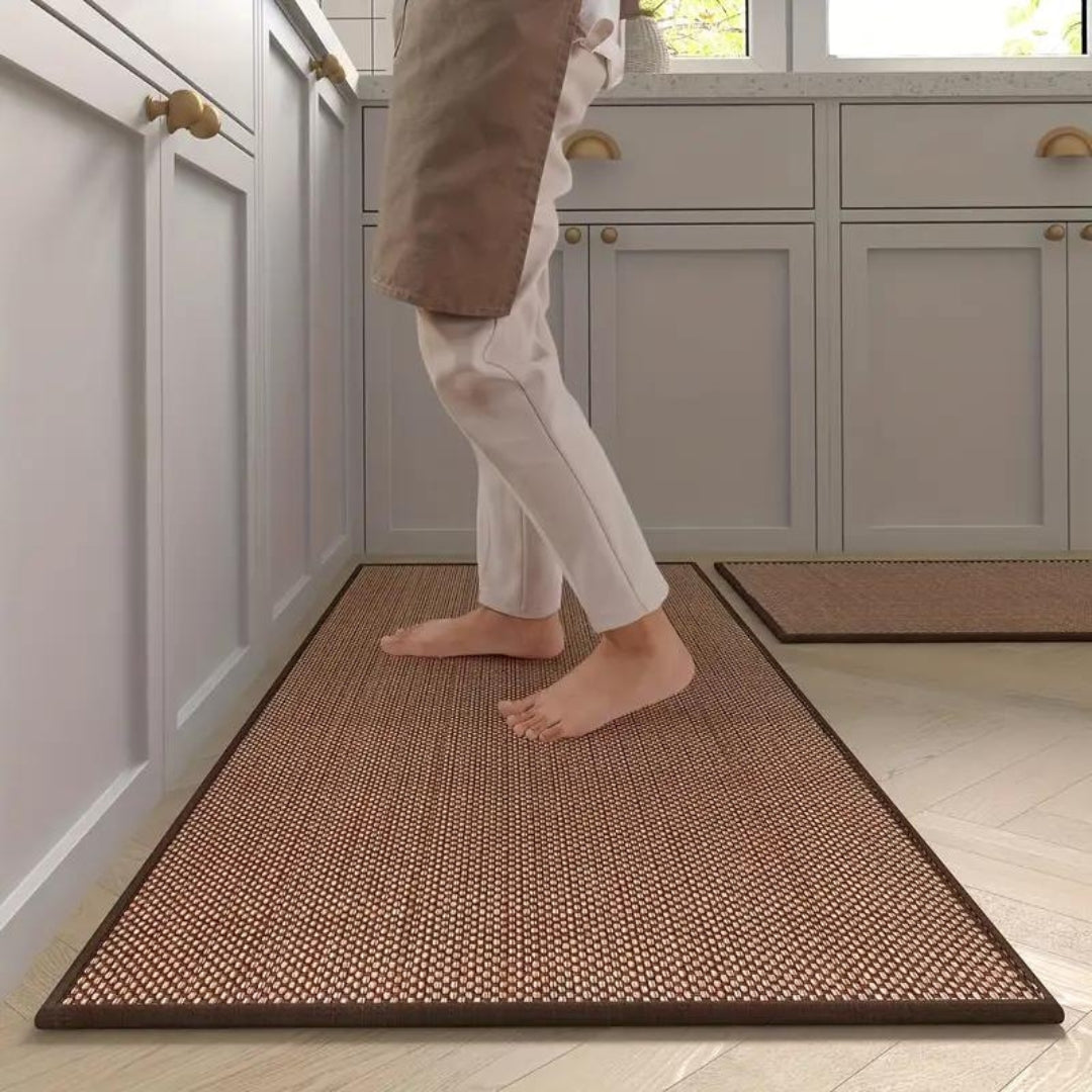 Keukenmat set 2 stuks 45x120 45x70 antislip ergonomisch beige keuken loper comfort mat keuken vloer anti slip sta mat | Sansoti