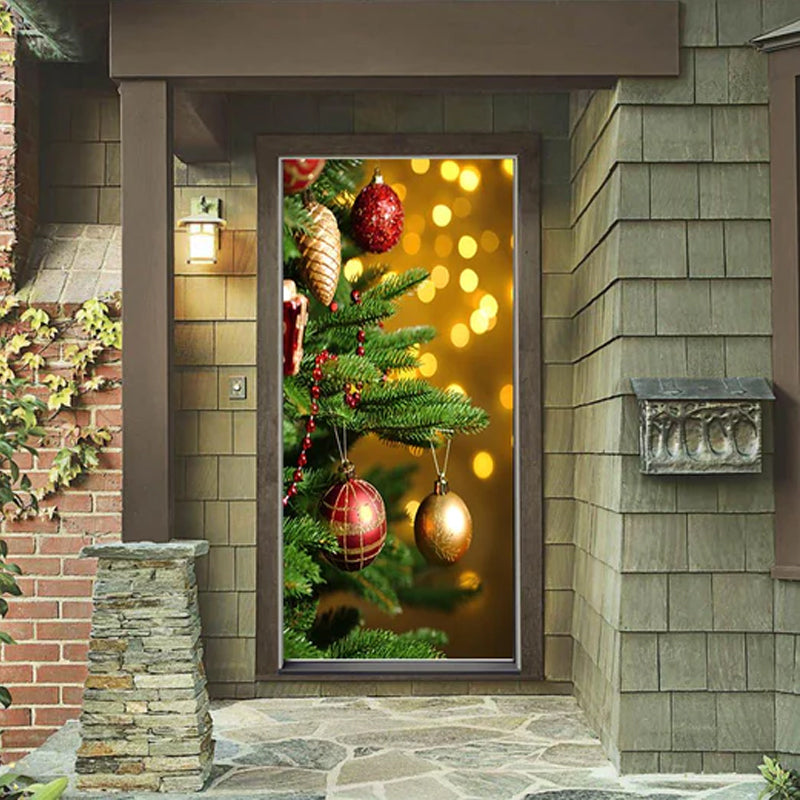 Kerstdeurposter Textiel 91x203 cm Feestelijke Thema's Herbruikbaar Duurzaam Voordeurversiering Kerstdecoratie | Sansoti