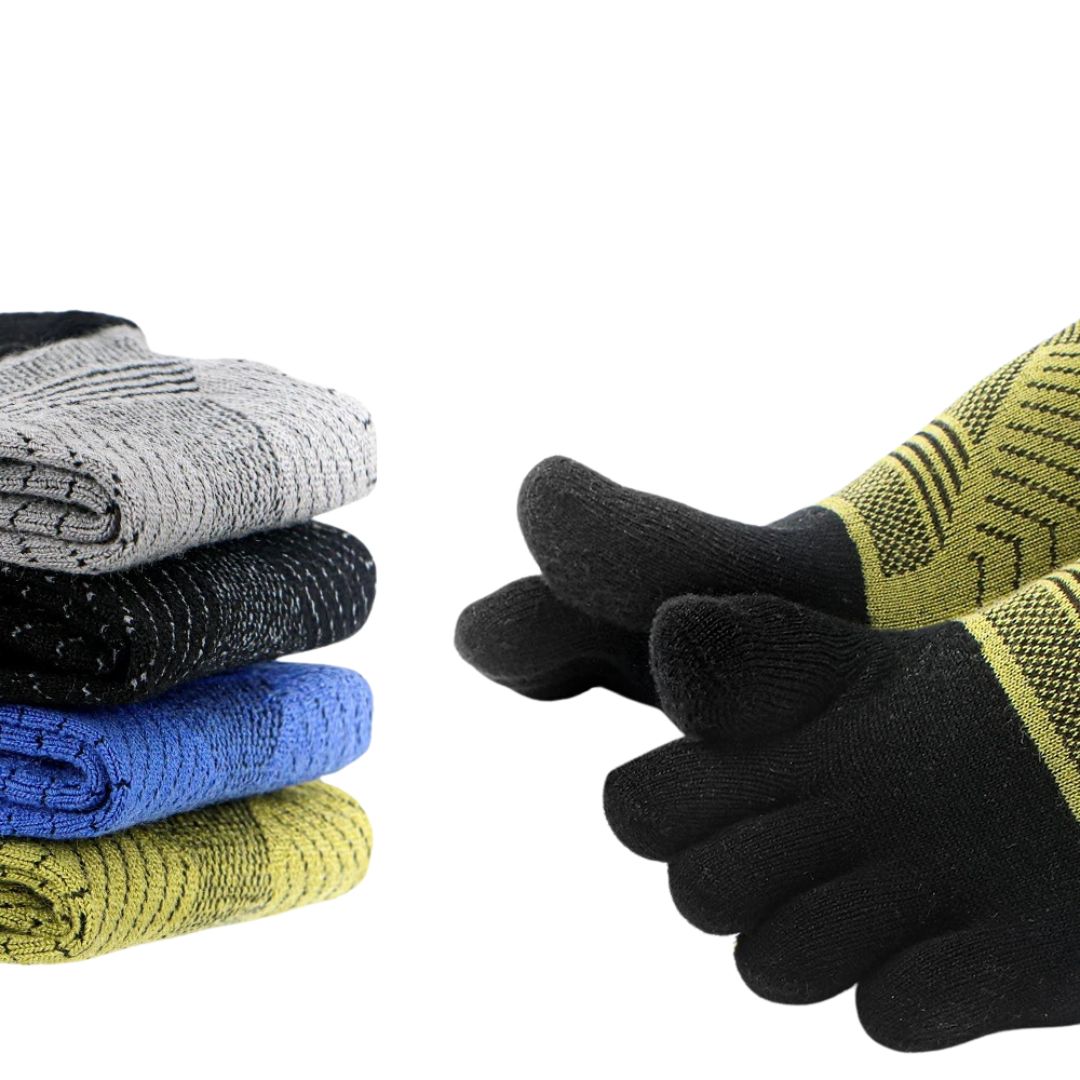 Chaussettes à cinq orteils pour homme en laine mérinos, thermiques et chaudes – Chaussettes de randonnée pour sports d’hiver avec orteils séparés, pour activités de plein air | Sansoti