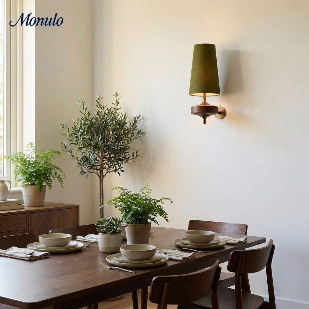 Retro Wandlamp met Stoffen Kap – Vintage Verlichting voor Slaapkamer | Sansoti