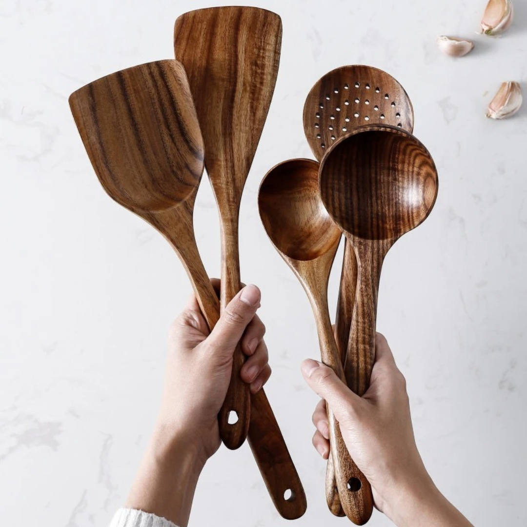 Ustensiles de cuisine bois de noyer naturel set spatule cuillère ustensiles de cuisson bois premium | Restfield