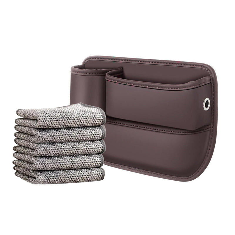 Autostoel Organizer Leer - Opbergvak voor Tussen Stoelen - Zwart Beige Rood Bruin - Met Oplaadpoort en Bekerhouder | Sansoti