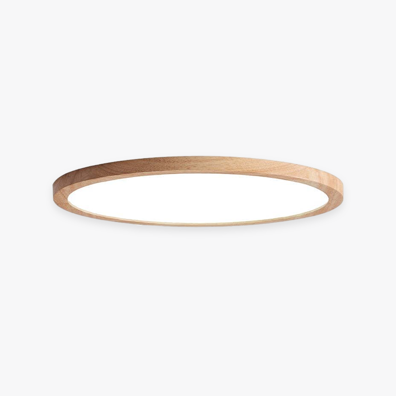 Runde Holz-Deckenleuchte LED Dimmbares modernes Design im skandinavischen Stil für Wohnzimmer Schlafzimmer Arbeitszimmer | Sansoti