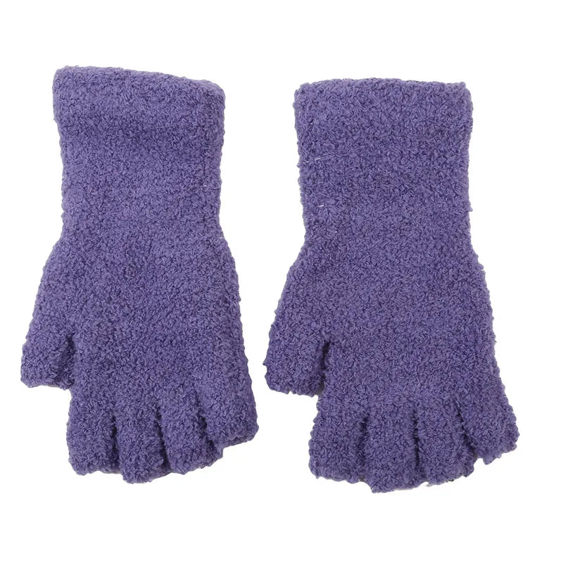 Knitted Fingerless Gloves Fleece Half-Finger Unisex Warm Comfortable Autumn Winter Accessory | Sansoti
