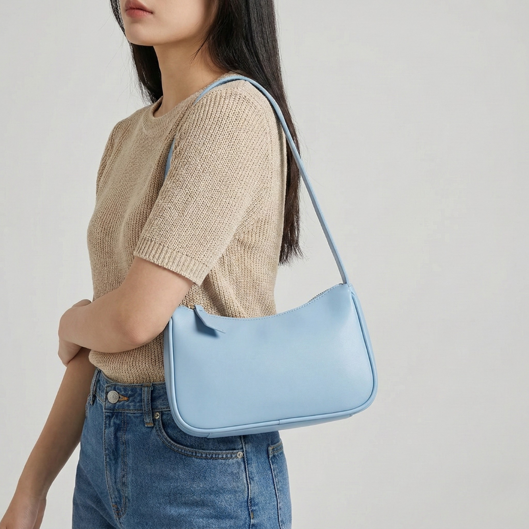Compacte Schoudertas Baguette Vorm PU Leer Dames Crossbody Handtas Stijlvol Dagelijks Gebruik Elegant | Sansoti