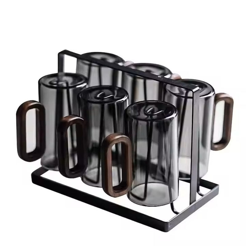 Glazen Mok met Houten Handvat 350ml – Borosilikaatglas voor Thee, Koffie en Sap | Sansoti