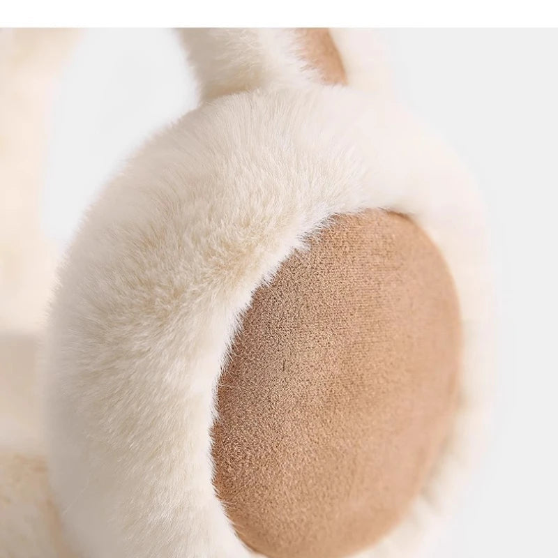 Plush Earmuffs Headband Winter Soft Warm Ear Warmers Beige Gray Black White Unisex Accessory | Sansoti