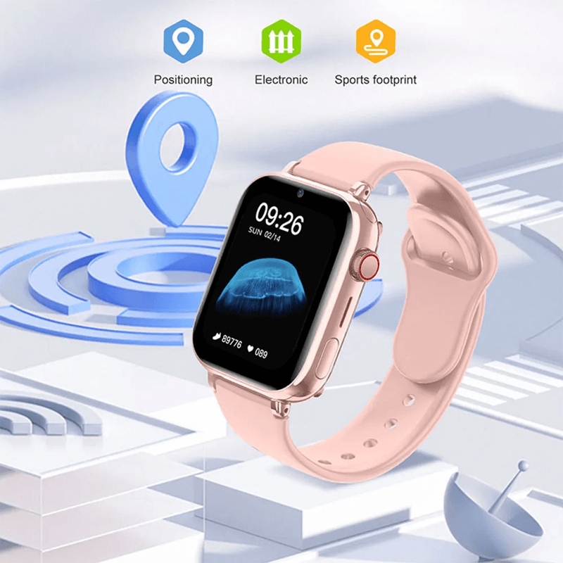 Slimme Kinderhorloge met 4G Videobellen en GPS-Tracking Roze Zwart Wit | Sansoti