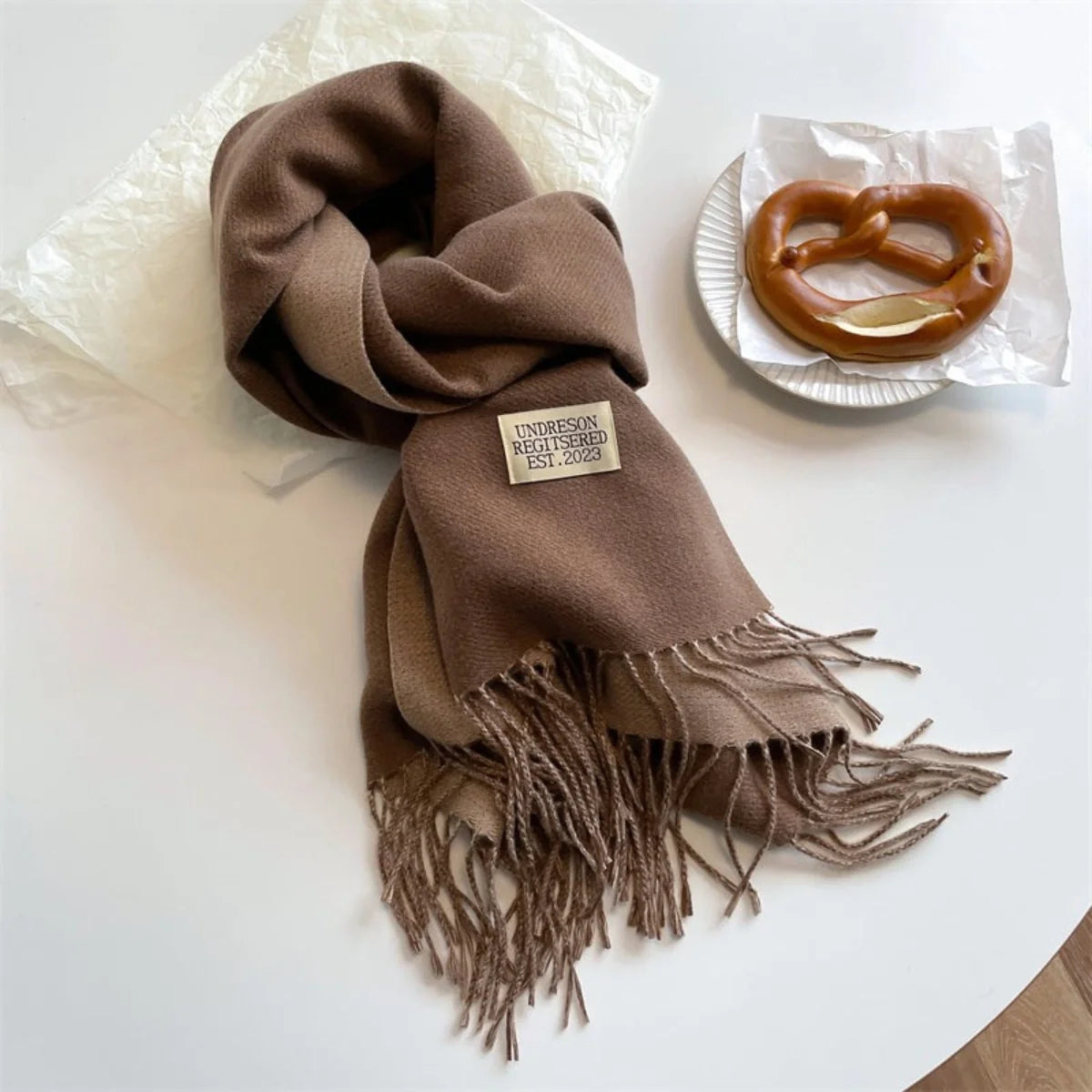 Étole réversible en laine pashmina à franges pour femme, écharpe d’hiver chaude, châle doux et élégant | Sansoti