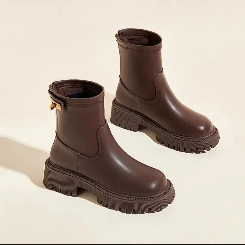 Damen-Stiefeletten aus Leder mit Reißverschluss, hoher Tragekomfort, Streetwear, Winter, Herbst, lässig, schick, modisch, stilvoll | Sansoti