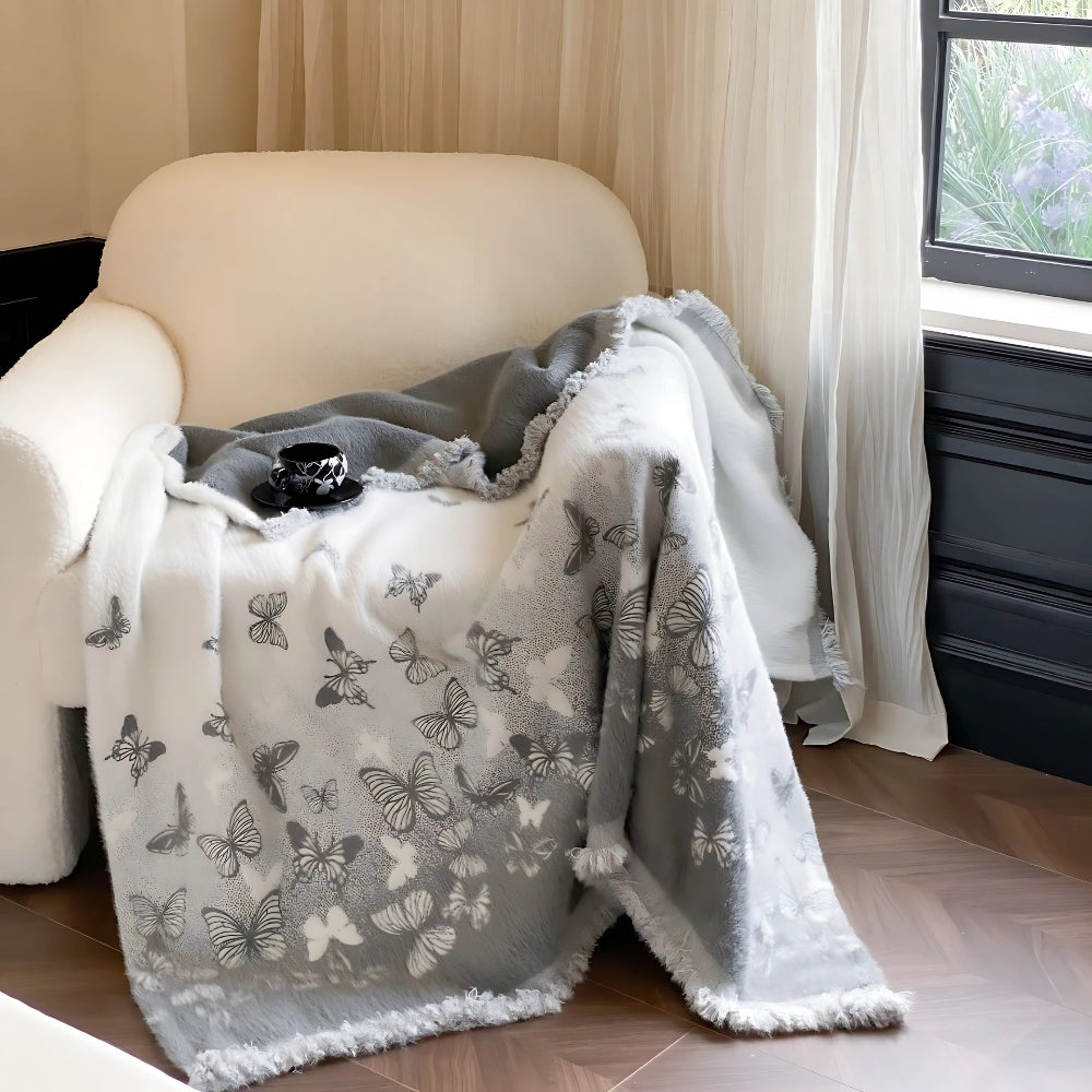 Jacquard Throw with Oriental Design 140x160 cm Soft Knitted Pattern Warm Blanket Nylon Polyester Living Room | Sansoti