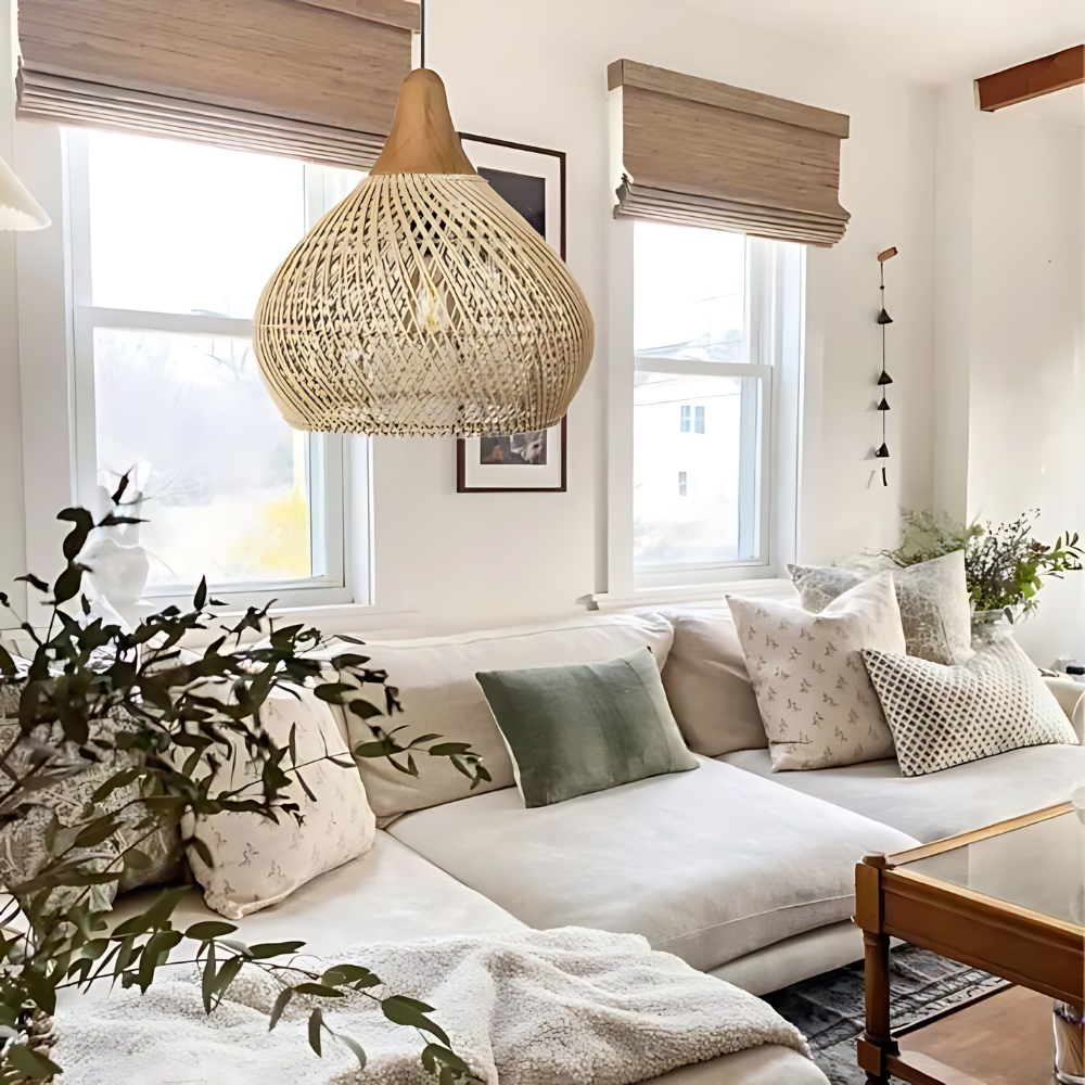 Rotan Hanglamp Boho Natuur Ø40 Ø50 Ø60 Zwart Of Naturel LED | Sansoti