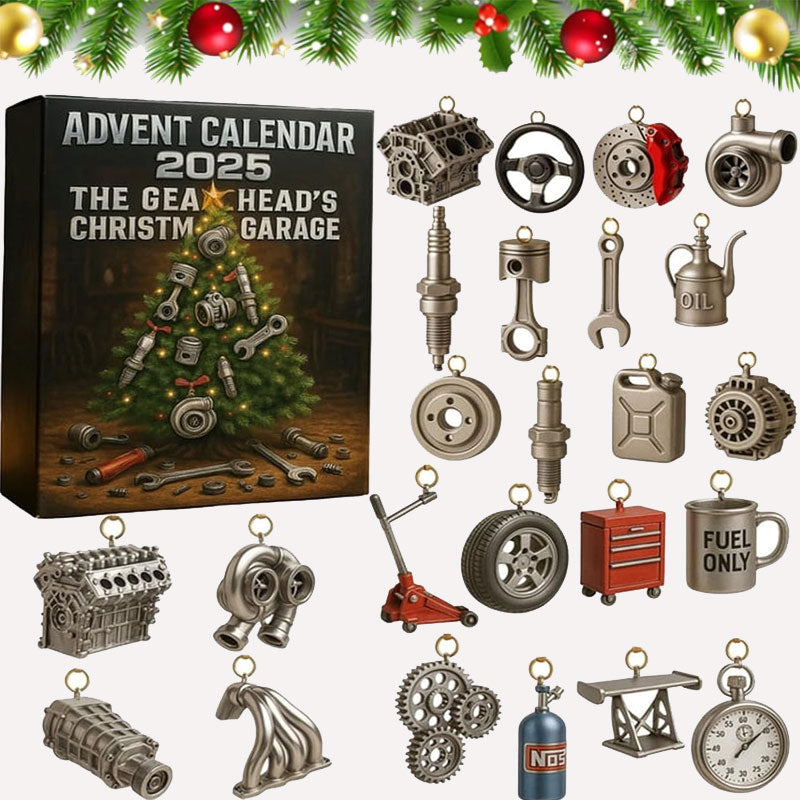 Aftelkalender 24 Vakjes Mini Auto-onderdelen Garage Thema Kerst Verzamelbaar Decoratief Adventskalender | Sansoti