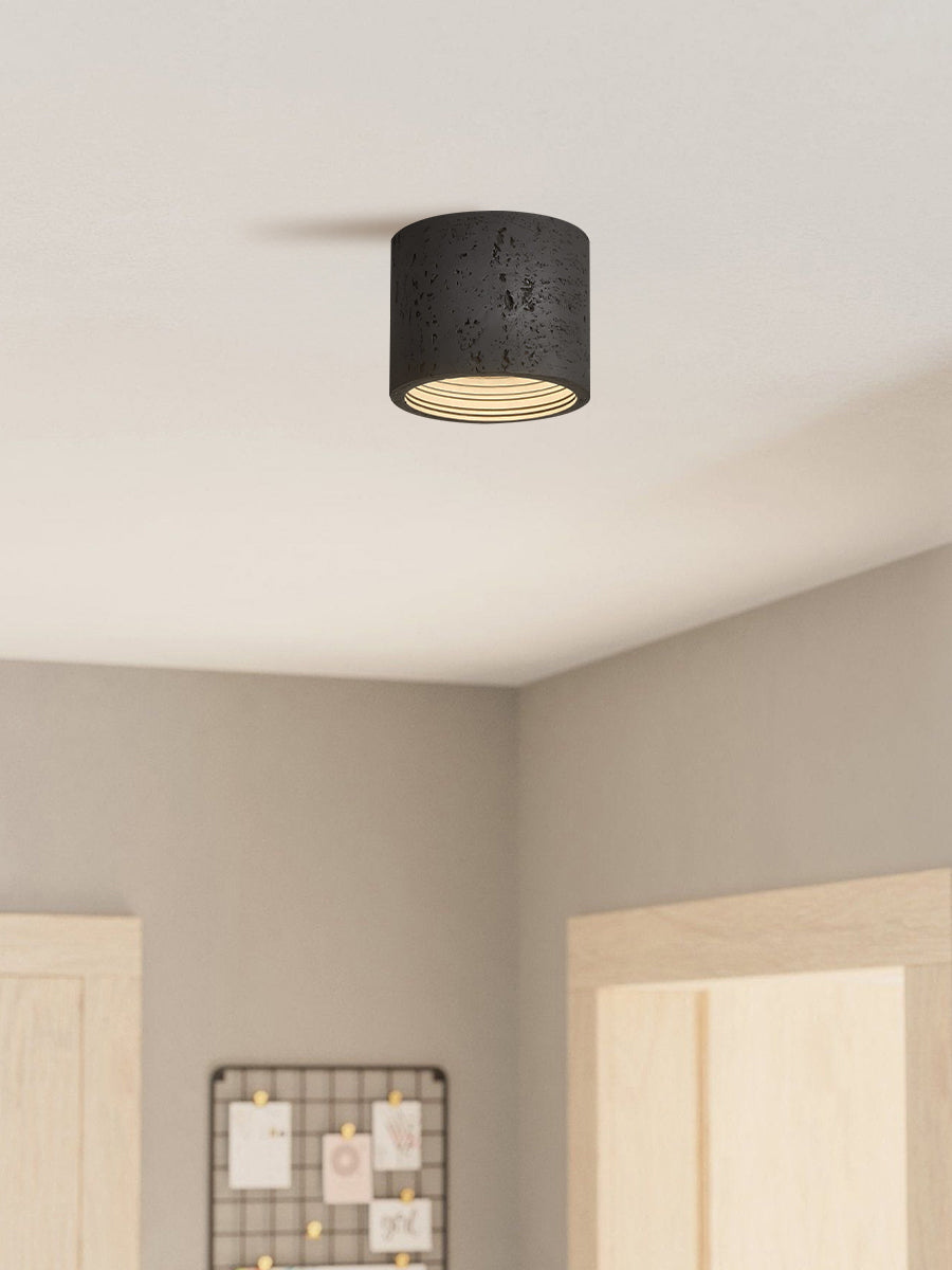 Cilindrische plafondlamp van travertijn – LED verlichting voor moderne interieurs | Sansoti