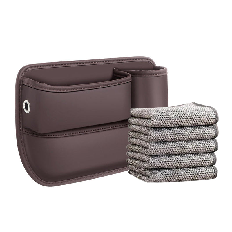 Autostoel Organizer Leer - Opbergvak voor Tussen Stoelen - Zwart Beige Rood Bruin - Met Oplaadpoort en Bekerhouder | Sansoti