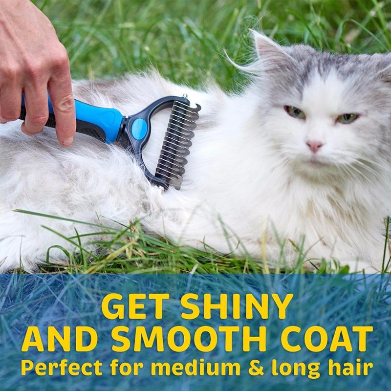 Professionele Vachtborstel voor Honden en Katten - RVS Tanden - Zachte Grip - Ontwarrend Onthaart Massagewerking | Sansoti