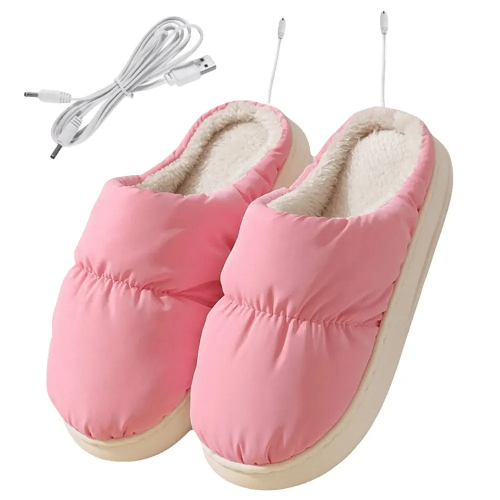 Pantoufles chauffantes avec connexion USB, chaussons électriques doublés en peluche pour garder les pieds au chaud à la maison en hiver | Sansoti