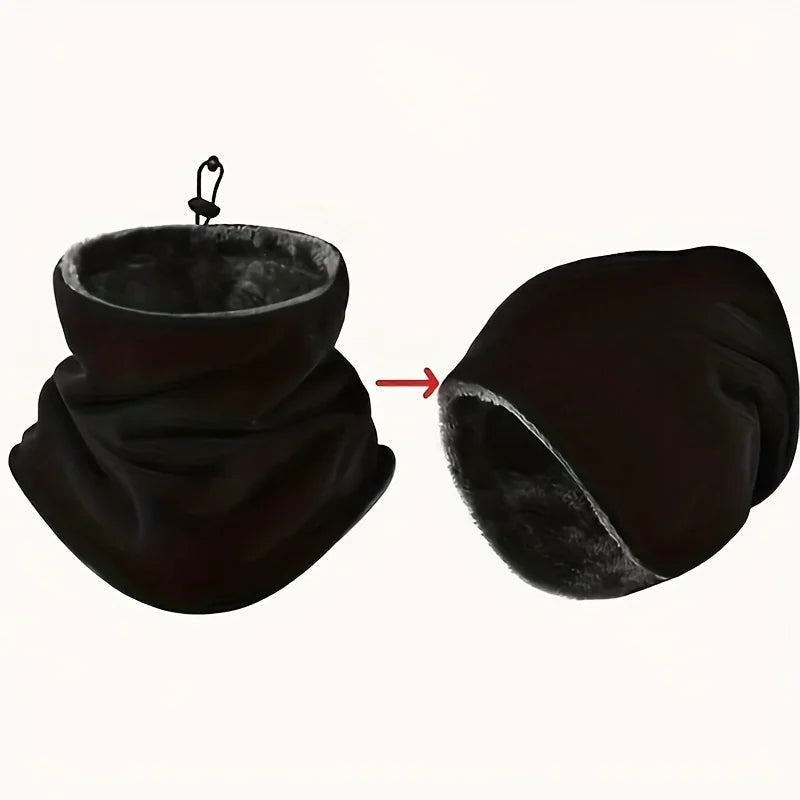Fleece Bivakmuts met Nekwarmer Verstelbaar Windbestendig Dubbellaags Wintermasker Unisex Zwart Grijs | Sansoti