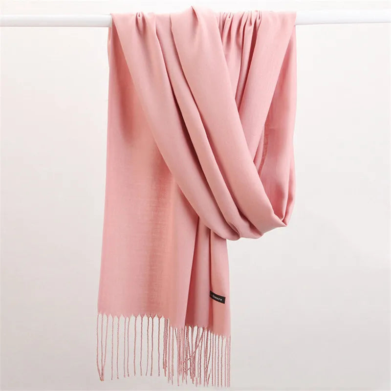 Extra langer Kaschmir-Damenschal, einfarbiger Winterschal, weich, warm und elegant, Accessoire für Herbst und Winter, 10 Farben | Sansoti