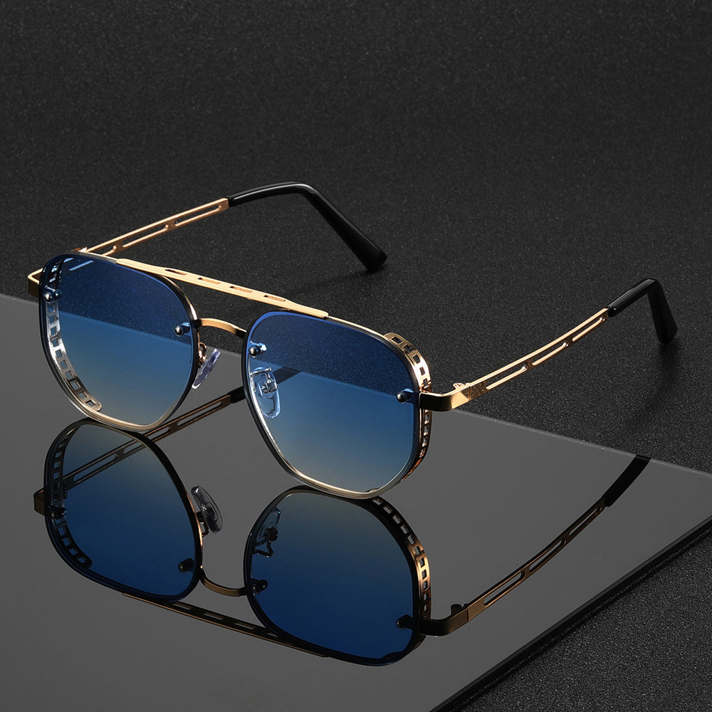 Minimalistische Metalen Zonnebril met UV-bescherming Ronde Glazen Unisex | Sansoti