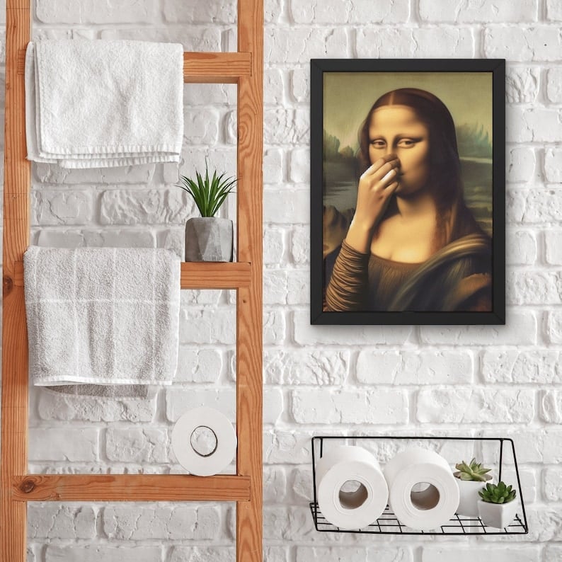 Canvas-Wanddekoration für das Badezimmer 30x40 cm Feuchtigkeitsbeständiges humorvolles Kunstwerk Toiletten-Wandschild mit Aufhängesystem | Sansoti