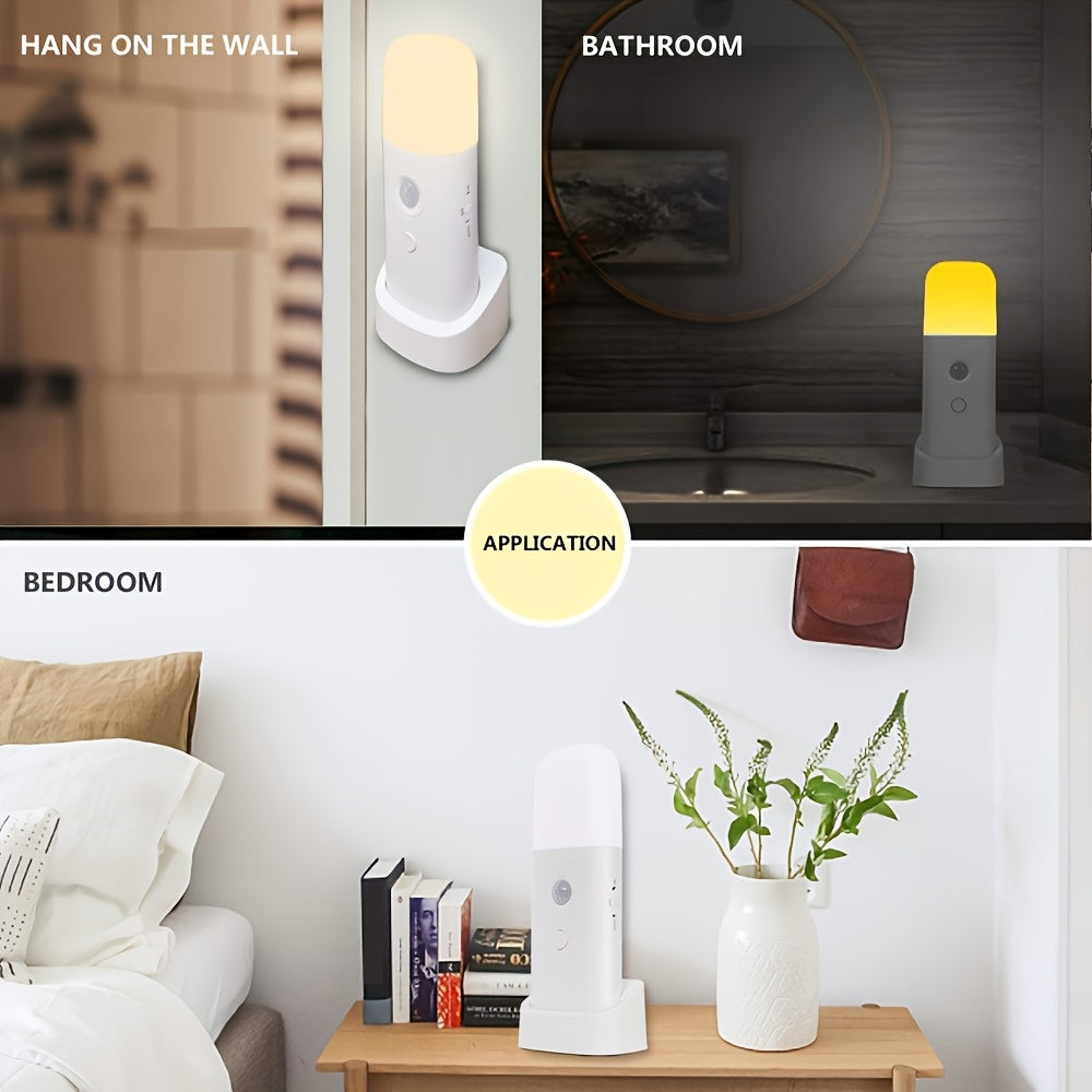 LED Nachtlamp Bewegingssensor USB-oplaadbaar 2000mAh wit slaapkamer gang dimbaar draadloos lampje | Sansoti