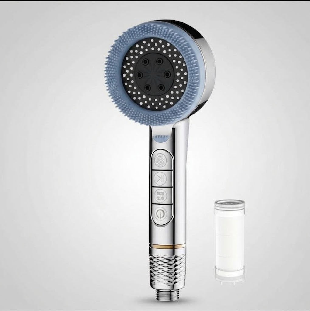 High-Pressure Handheld Showerhead 5 Spray Modes Black Silver Adjustable Holder with Hose for Bathroom Wellness | Sansoti