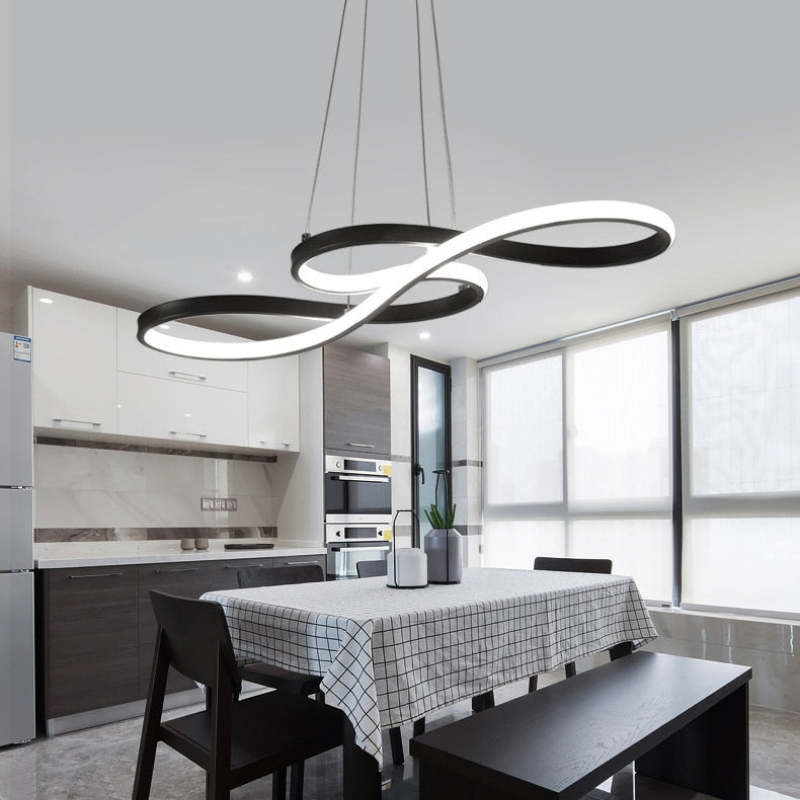 Musical Note Pendant Light Black Gold Design LED Adjustable Dining Room Living Room Modern Fixture Ambient Lighting Interior | Sansoti