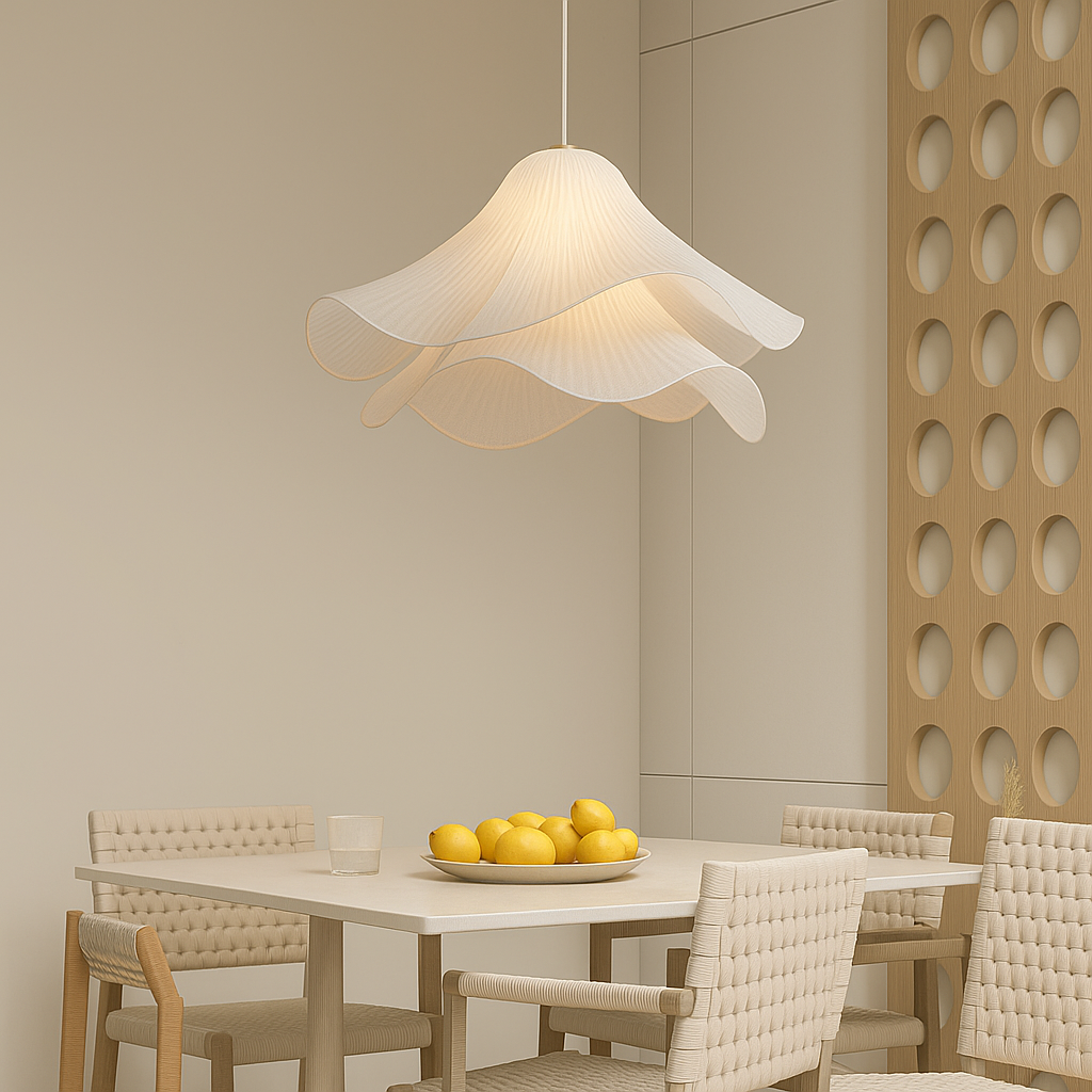 Etherule Blumen-Hängeleuchte Stoff Metall Beige Esszimmer Hängeleuchte Geschichtetes Design Stimmungslicht Moderne Hängeleuchte | Restfield