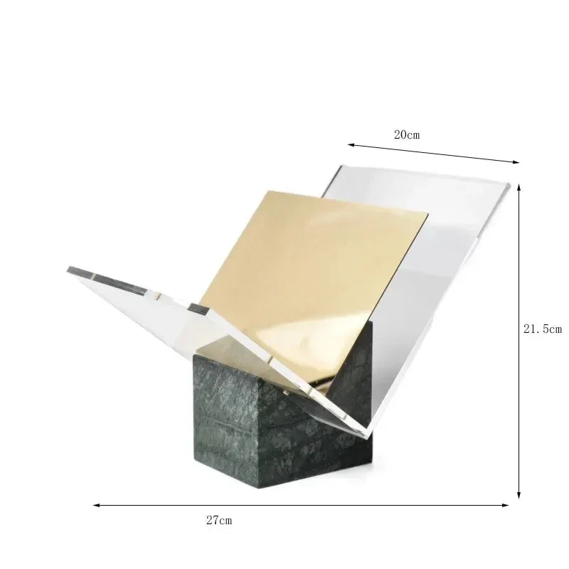 Tijdschriftenhouder Marmer Acryl 27cm Bureau Organizer Opbergrek Modern Kantoor | Sansoti