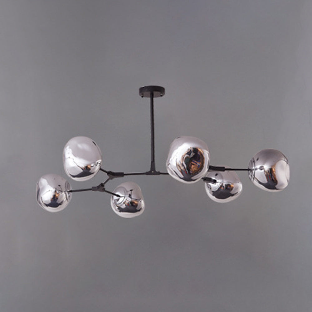 Glazen Hanglamp met Bollenkap 3-Lichts Modern Metalen Armatuur Warmwit Licht Woonkamer Eetkamer Pendellamp | Sansoti
