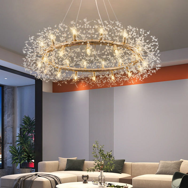 Hängeleuchte Kristall Metall Goldfarben Modernes Design LED E27 Wohnzimmer Esszimmer Stimmungsvolle Beleuchtung | Sansoti