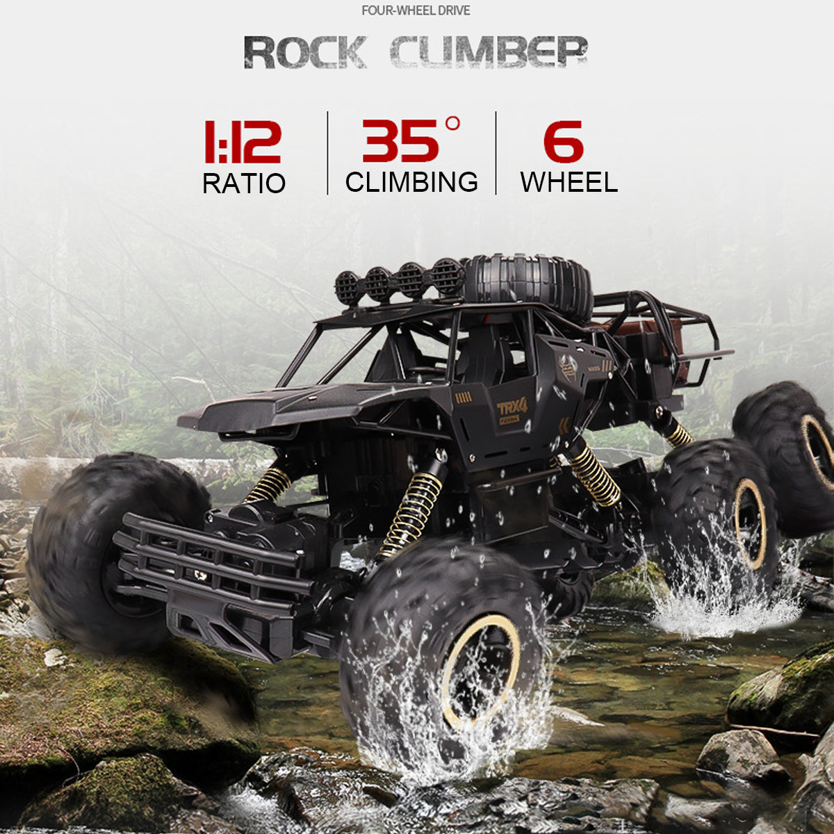 RC Monster Truck 6-Wiels Offroad met 2.4 GHz Afstandsbediening – Snelheid tot 52 km/u – Inclusief 2 Accu's voor Kinderen en RC-Fans | Sansoti
