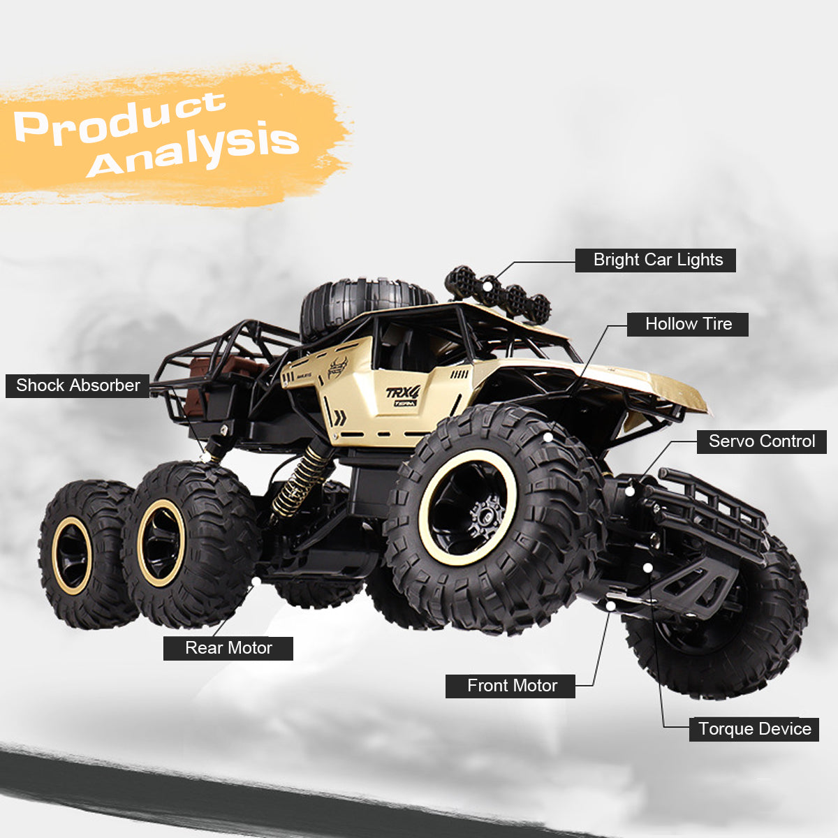 RC Monster Truck 6-Wiels Offroad met 2.4 GHz Afstandsbediening – Snelheid tot 52 km/u – Inclusief 2 Accu's voor Kinderen en RC-Fans | Sansoti