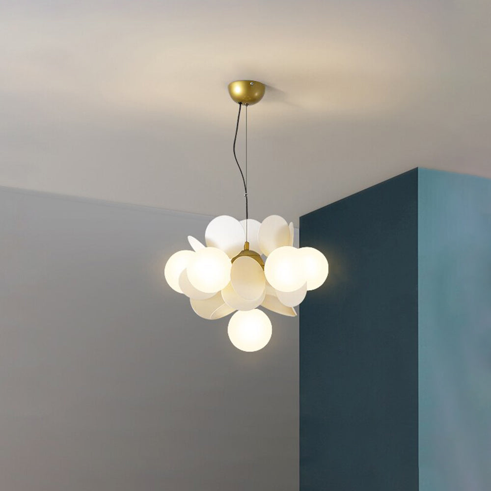 Glas-Kronleuchter mit Acryl-G9-LED-Blütenzweigen, dimmbar, drei Farben, Wohnzimmer, Esszimmer, Deckenbeleuchtung | Sansoti