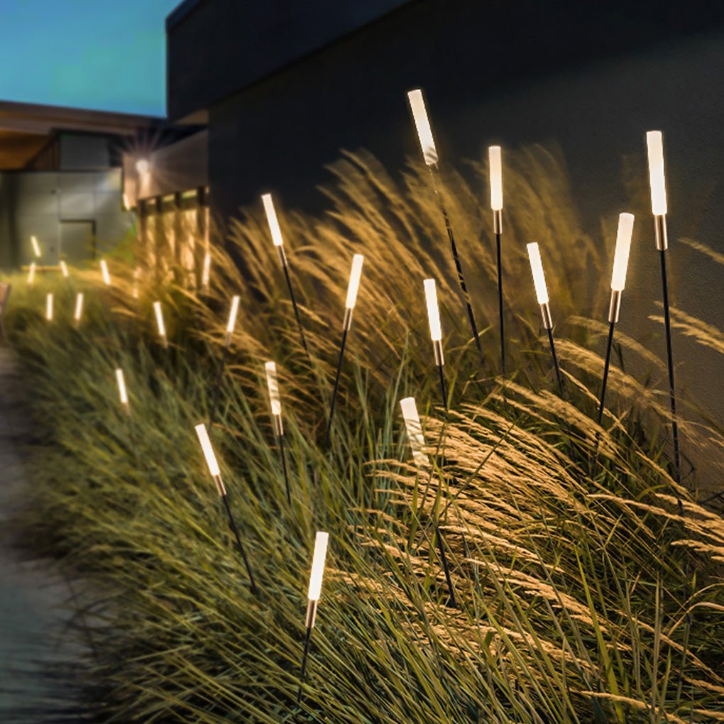 Solar-LED-Schilflampen, 6-teiliges Set, schwarz-gold, wasserdicht, Gartenbeleuchtung, Außenleuchten, stimmungsvolles Licht, Solarenergie | Sansoti