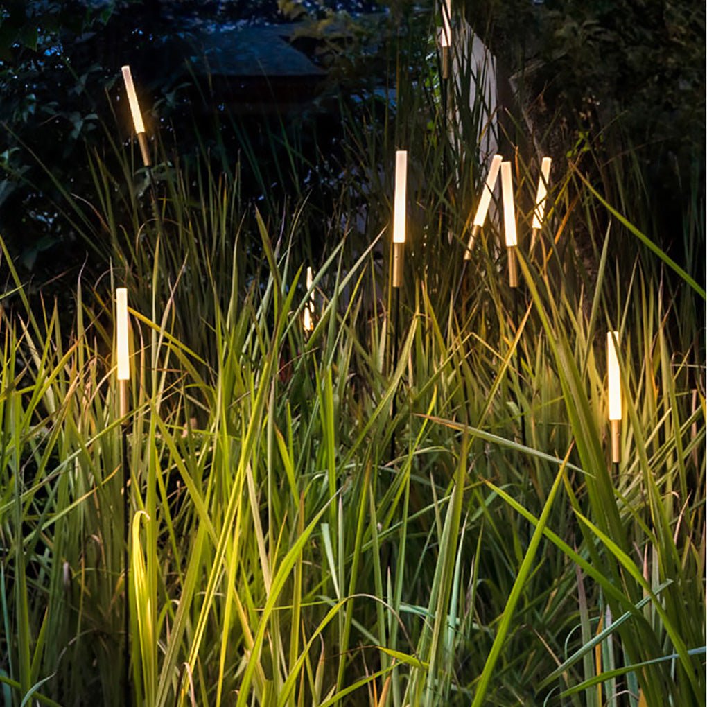Solar-LED-Schilflampen, 6-teiliges Set, schwarz-gold, wasserdicht, Gartenbeleuchtung, Außenleuchten, stimmungsvolles Licht, Solarenergie | Sansoti