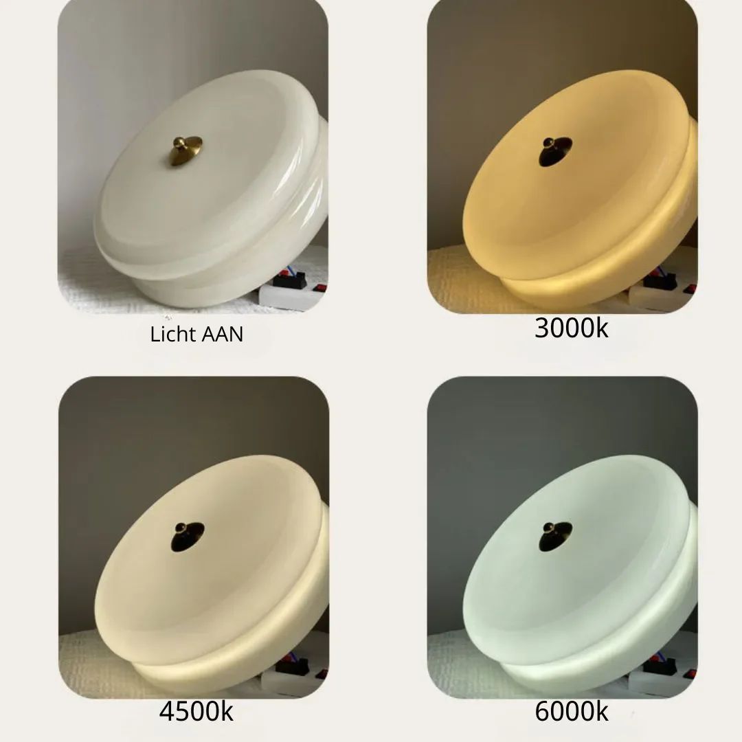 LED plafondlamp glas metaal crème 13 cm slaapkamer woonkamer art deco plafondverlichting rond warm licht neutraal licht wit licht | Sansoti