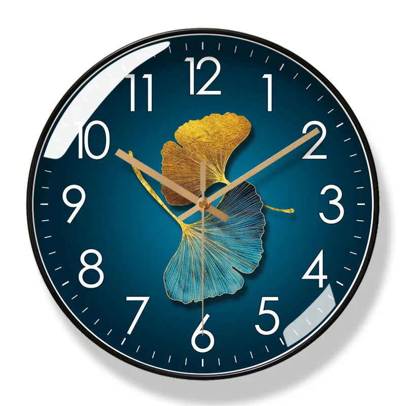 Blumen-Wanduhr Geräuschloses Quarzwerk 25-30cm Schwarz Gold Blau Grün Weiß Dekorativ Wohnzimmer Schlafzimmer | Sansoti