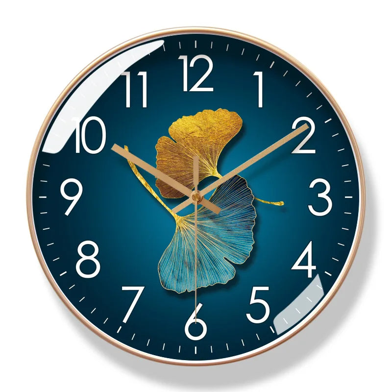 Blumen-Wanduhr Geräuschloses Quarzwerk 25-30cm Schwarz Gold Blau Grün Weiß Dekorativ Wohnzimmer Schlafzimmer | Sansoti