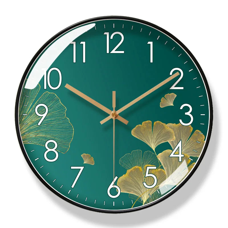 Blumen-Wanduhr Geräuschloses Quarzwerk 25-30cm Schwarz Gold Blau Grün Weiß Dekorativ Wohnzimmer Schlafzimmer | Sansoti