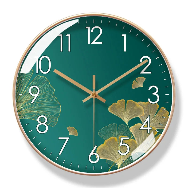 Blumen-Wanduhr Geräuschloses Quarzwerk 25-30cm Schwarz Gold Blau Grün Weiß Dekorativ Wohnzimmer Schlafzimmer | Sansoti
